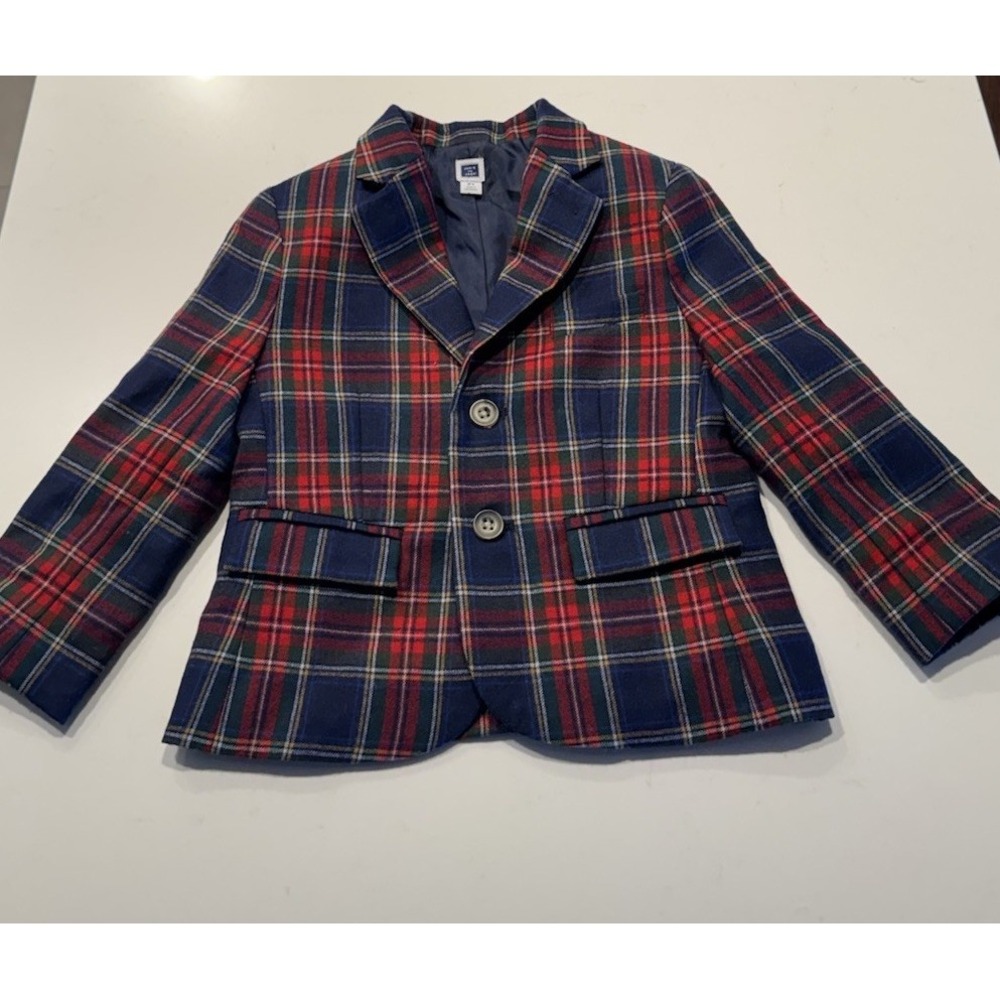 Janie and Jack Boys Tartan Plaid Blazer 100% Wool Lined Size 2T Holiday Preppy